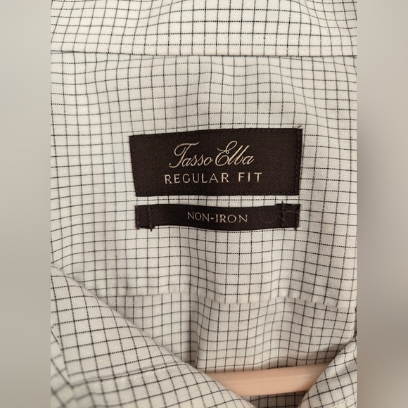 Tasso Elba Button Up Shirt Men's XL White Striped 100% Egyptian Cotton Non Iron - Picture 6 of 7